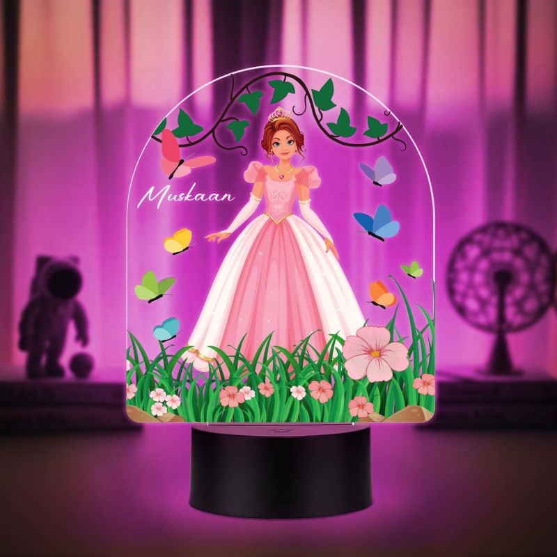 Personalized Princess Doll LED Night Lamp with Automatic Color Changing Light Return Gift Birthday Gift for Girls Kids Room Decor Light